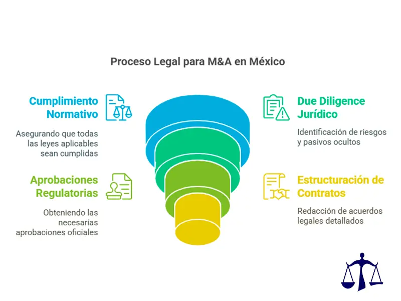 Gráfico del proceso legal Fusiones y Adquisiciones Proceso Legal para la M&A en México